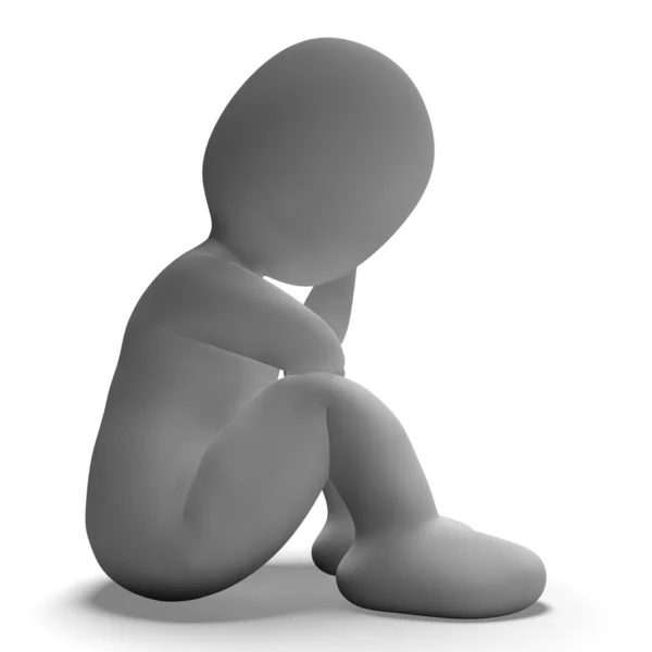 Sad And Unhappy 3d Character Showing Stress — Stock Photo, Image