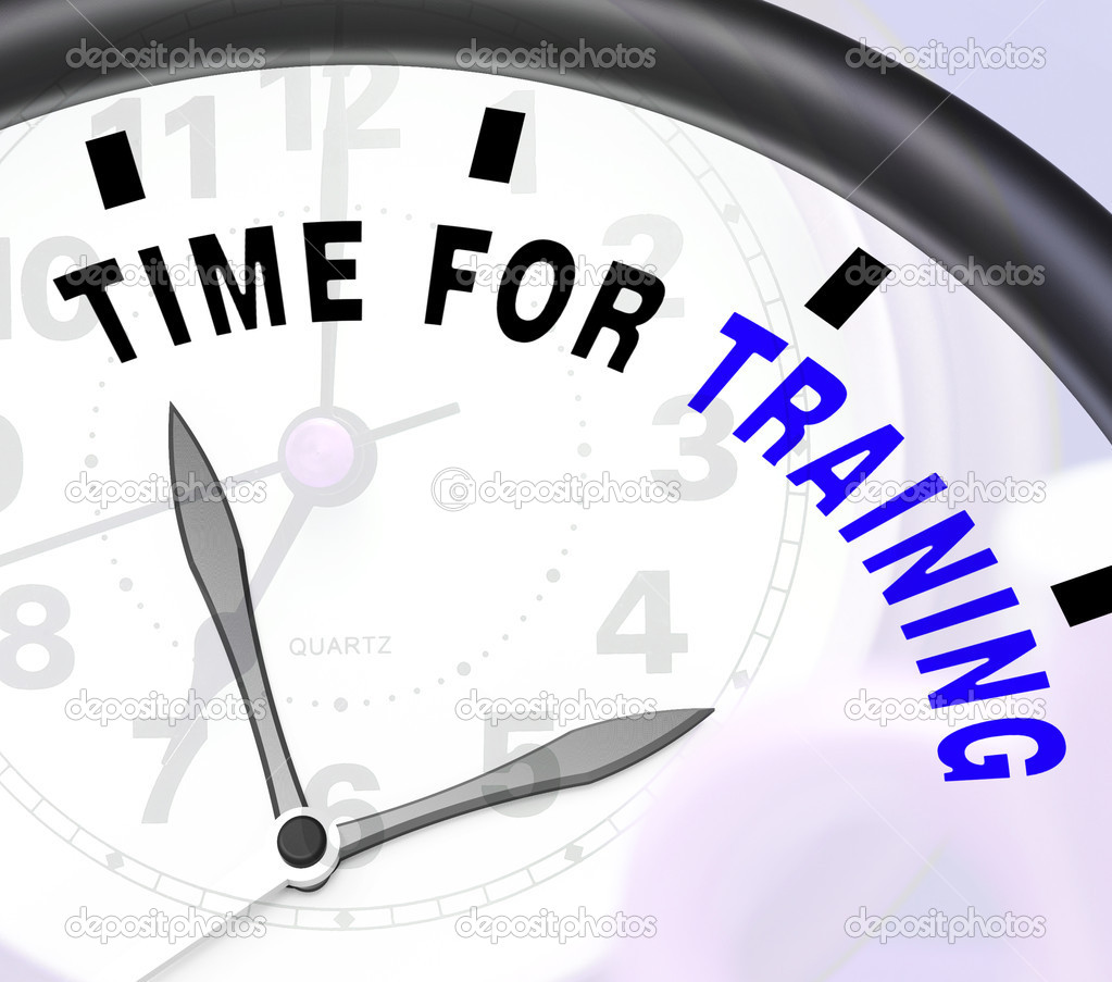 Time For Training Message Showing Coaching And Instructing