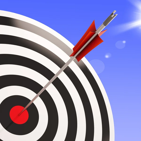 Bulls eye Target Shows Performance Goal Achieved — Stock Photo, Image