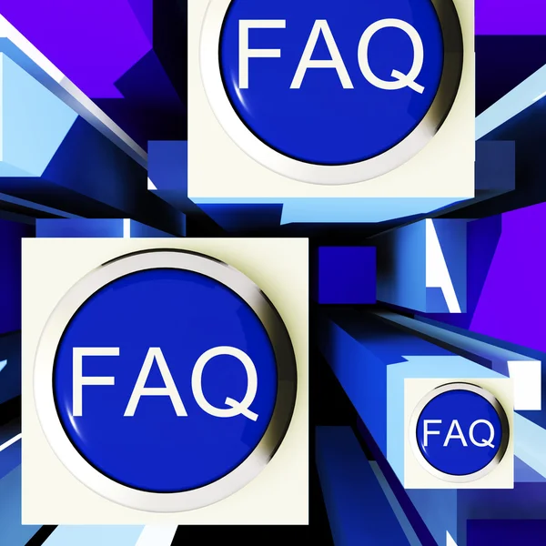 Botões de FAQ em cubos mostra assistência — Fotografia de Stock