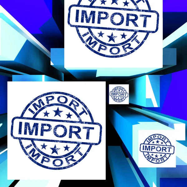 Importation sur cubes montrant l'importation de produits — Photo