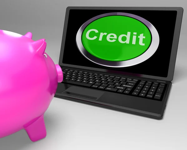 Credit Button On Laptop Shows Financial Loan — Stock Photo, Image