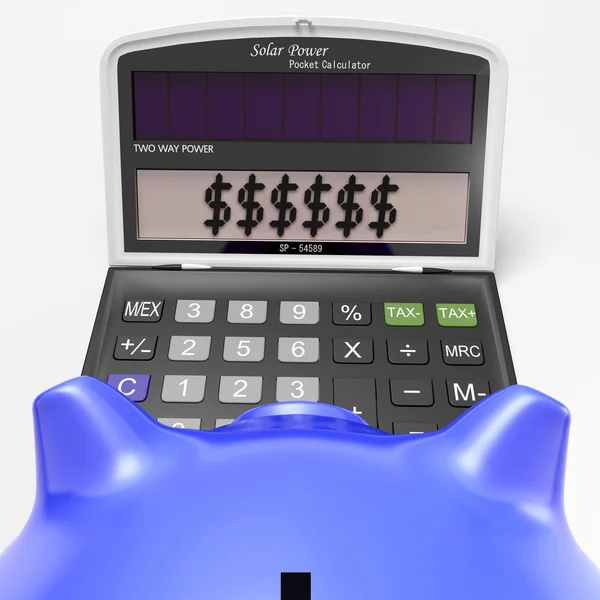 Dollars In Calculator Shows Wealth And Security — Stock Photo, Image