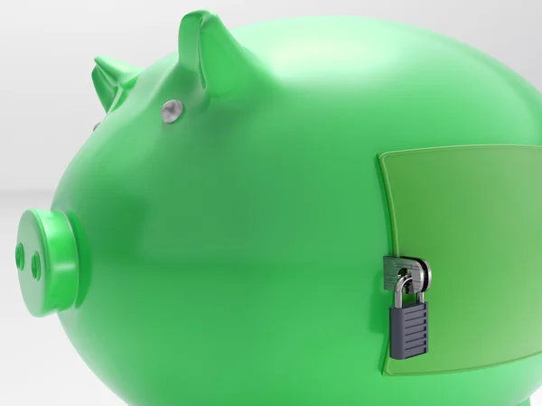 Piggybank med stängd dörr visar säkerhet vault — Stockfoto