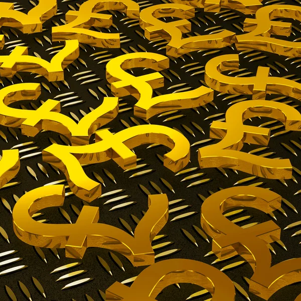 Pound Symbols On Floor Showing British Currency — Stock Photo, Image