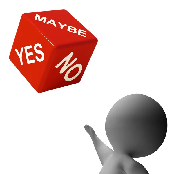 Maybe Yes No Dice Shows Uncertainty And Decisions — Stock Photo, Image