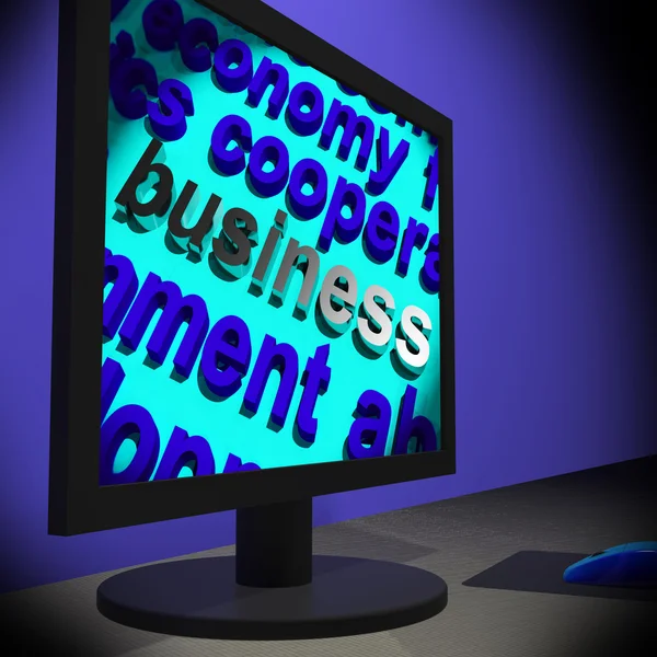 Business On Monitor Showing Management — Stock Photo, Image