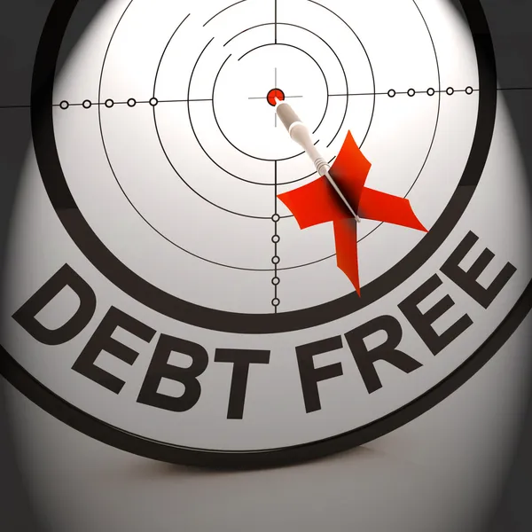 Debt Free Mostra Cash e la libertà di credito — Foto Stock