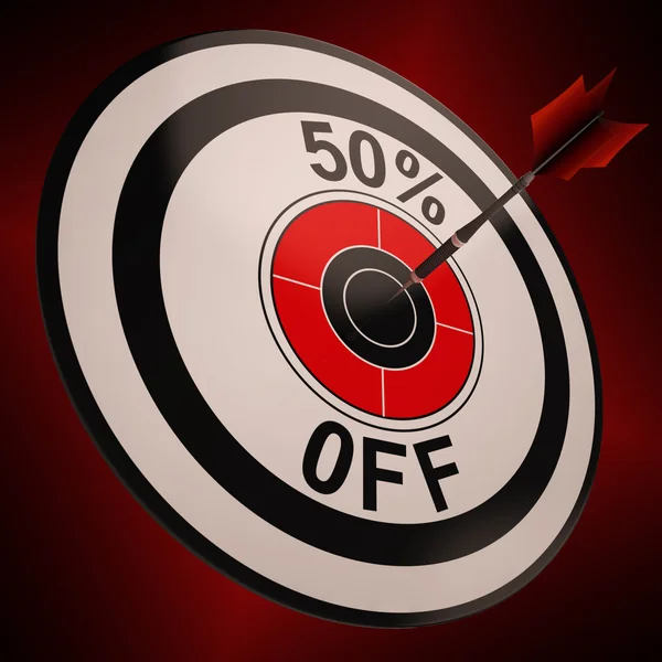 50 Percent Off Shows Markdown Bargain Advertisement — Stock Photo, Image