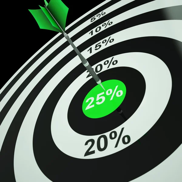 25 Percent On Dartboard Showing Twenty-Five Percent Off — Stock Photo, Image