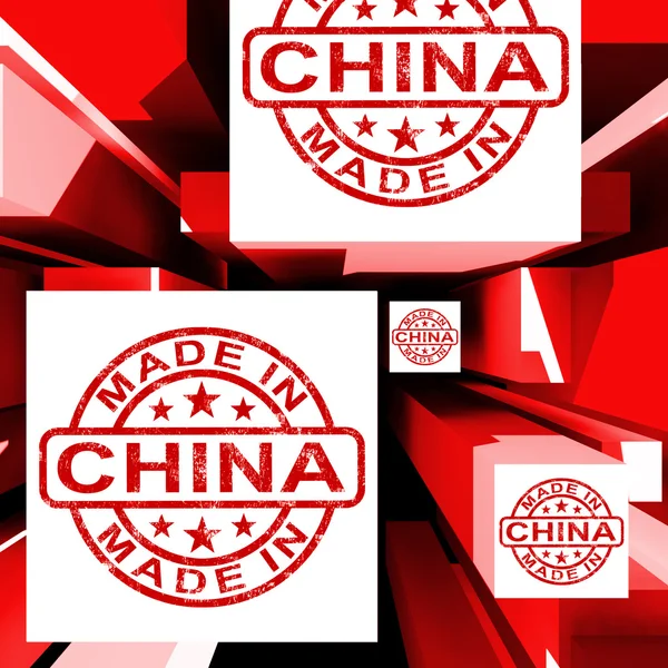 Hergestellt in China auf Würfeln mit chinesischen Produkten — Stockfoto