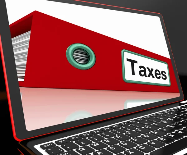 Налоги Файл на ноутбуке показывает онлайн-оплаты — стоковое фото