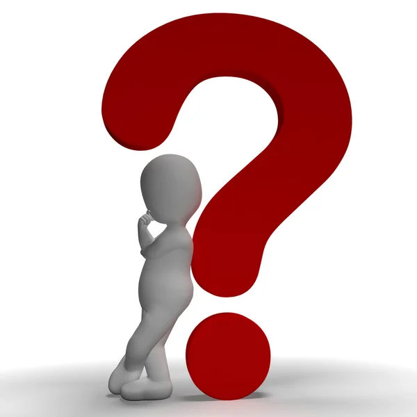 Question Marks And Man Showing Uncertain Or Unsure — Stock Photo, Image