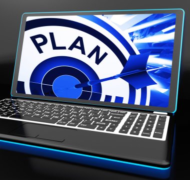 Plan On Laptop Showing Careful Planning clipart