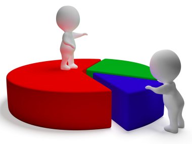 pasta grafik ve 3d karakterler gösteren istatistik raporu