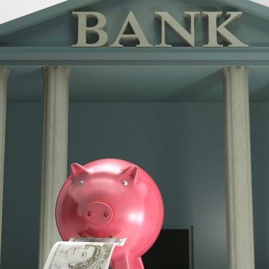 güvenli tasarruf Bankası Piggybank gösterir