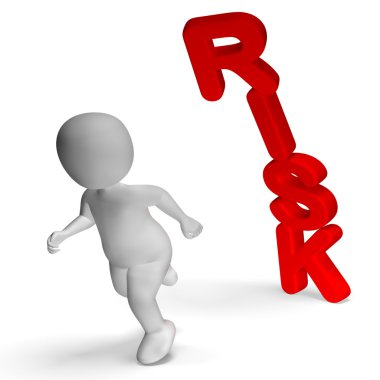 risk ve 3d karakter tehlike ve belirsizlik gösterir