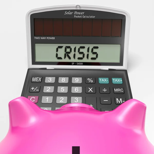 Kryzys kalkulator pokazuje gospodarczej paniki i martwić — Zdjęcie stockowe