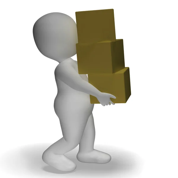 3D-s karakter mutatja csomagok postai szállítás — Stock Fotó