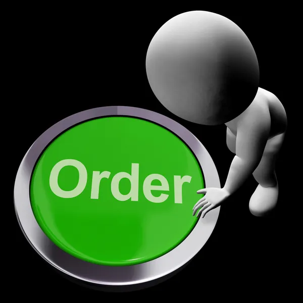 Order Button Showing Buying Online In Web Stores — Stock Photo, Image