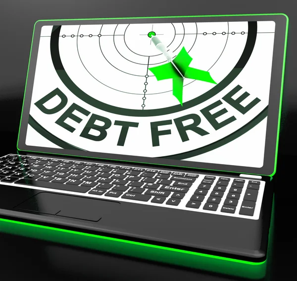 Debt Free On Laptop Showing Financial Discharge — Stock Photo, Image