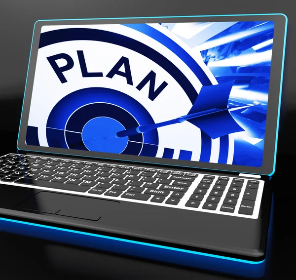 Plan On Laptop Showing Careful Planning — Stock Photo, Image