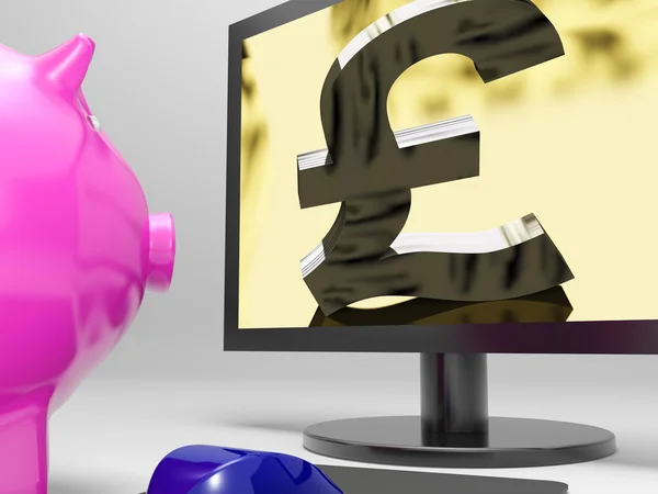 Pound Screen Shows Sterling Money Financing Profit — Stock Photo, Image