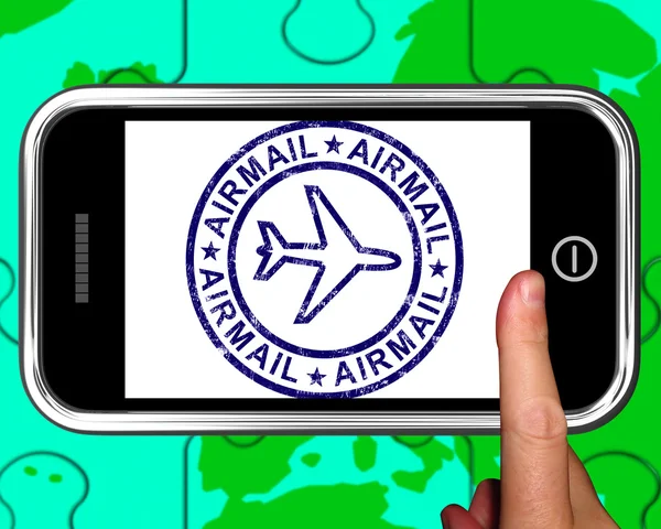 Airmail na smartphone Wyświetlono dostarczania powietrza — Zdjęcie stockowe