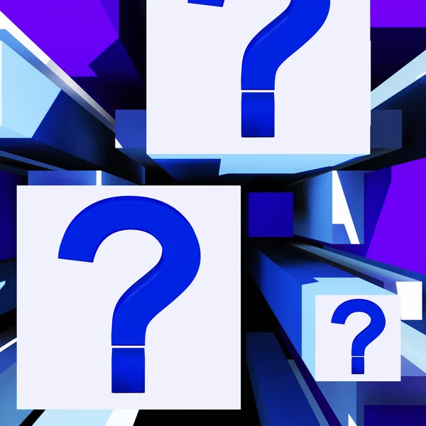 Question Mark On Cubes Shows Uncertainty — Stock Photo, Image