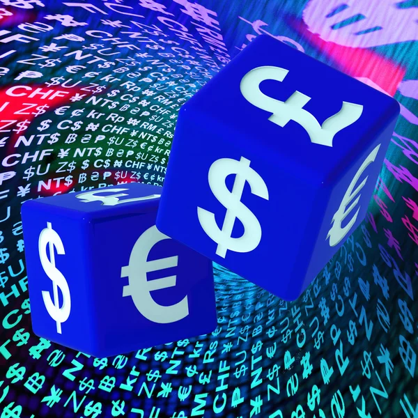 Currencies Dice On Background Shows Forex — Stock Photo, Image