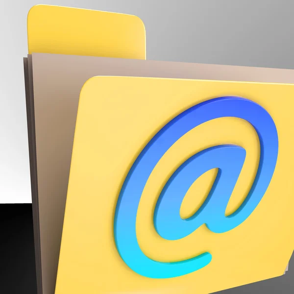 Email Folder Shows Online Mailing Inbox File — Stock Photo, Image