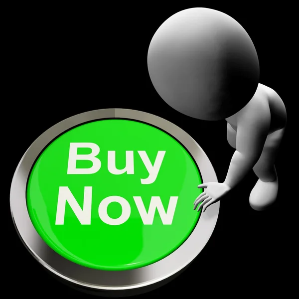 Buy Now Button Shows Purchasing And Online Shopping — Stock Photo, Image