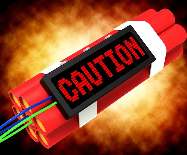 Caution Dynamite Sign Means Danger Or Warning — Stock Photo, Image