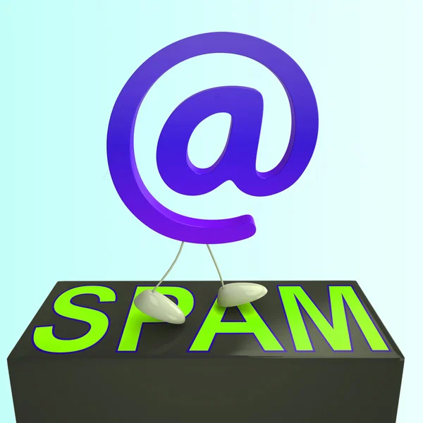 At Sign Spam Shows Malicious Electronic Junk Mail — Stock Photo, Image