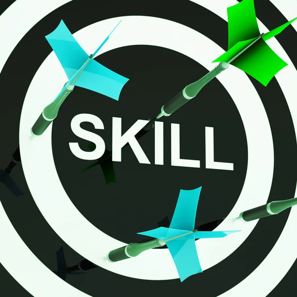 Skill On Dartboard mostra competenze — Foto Stock