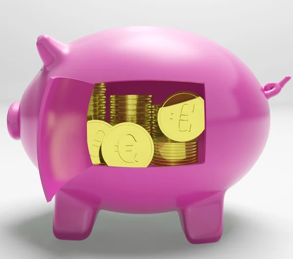 Currency Coins Piggy Shows Savings And Investment — Stock Photo, Image