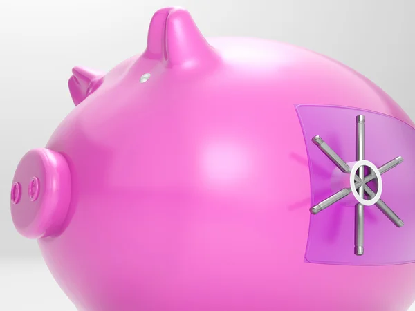 Safe Piggy Shows Money Savings Bank Protected — Stock Photo, Image