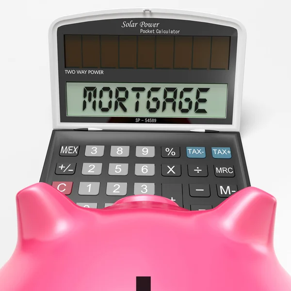 Calculatrice hypothécaire montre l'achat de biens immobiliers — Photo