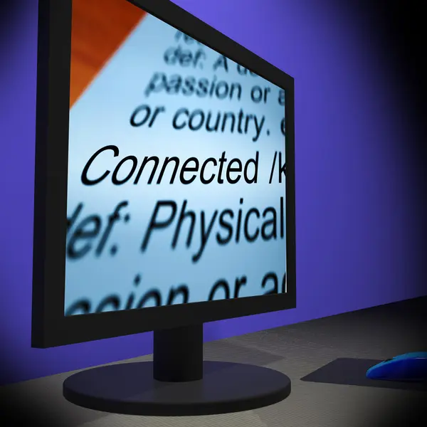 Connected On Monitor Showing Communities — Stock Photo, Image