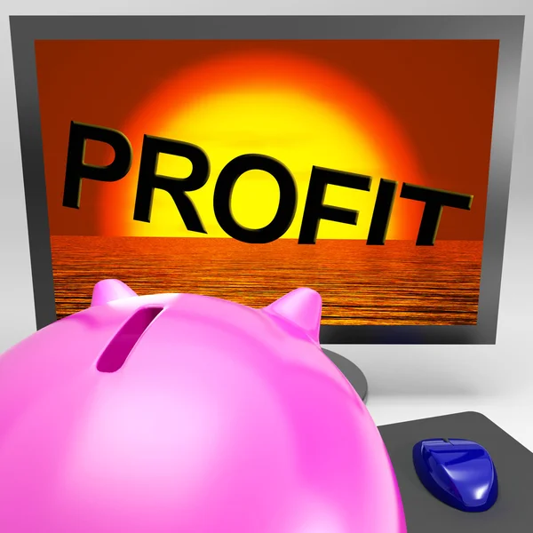 Profit Sinking On Monitor Shows Unprofitable Trading — Stock Photo, Image