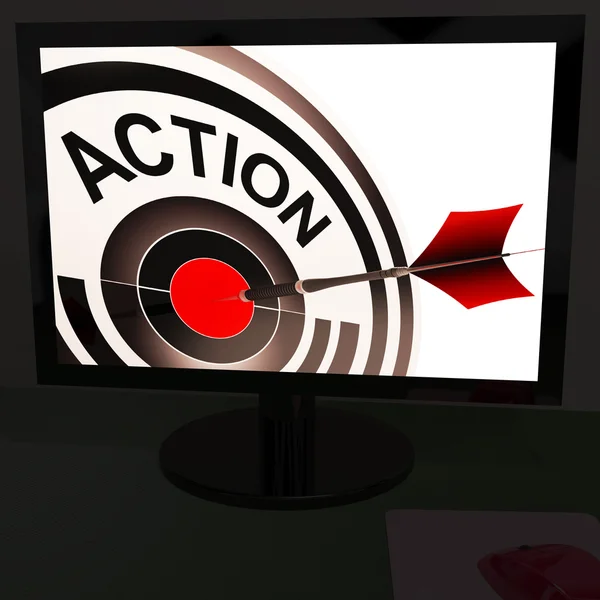 Action On Monitor Showing Acting — Stock Photo, Image