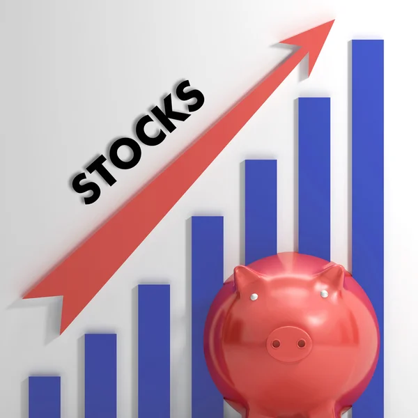 El gráfico de aumento de existencias muestra el crecimiento monetario — Foto de Stock