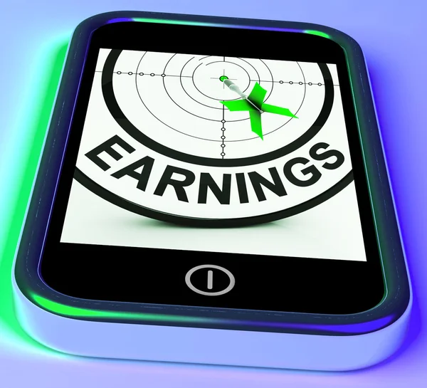 Earning On Smartphone Showing Profitable Incomes — Stock Photo, Image