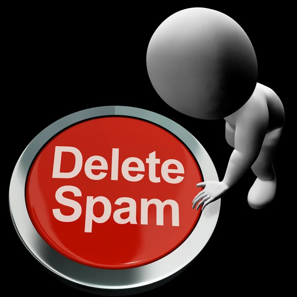 Delete Spam Button Showing Removing Unwanted Junk Email — Stock Photo, Image