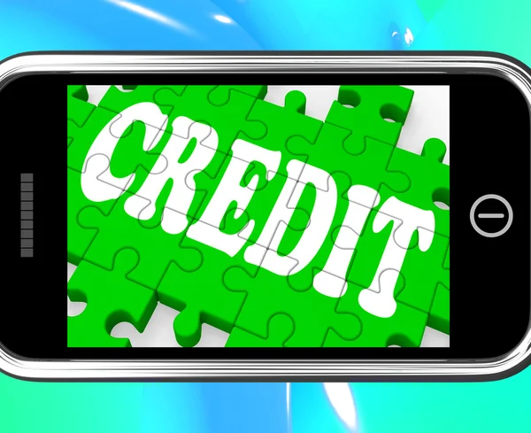 Credit On Smartphone Shows Money Loan — Stock Photo, Image