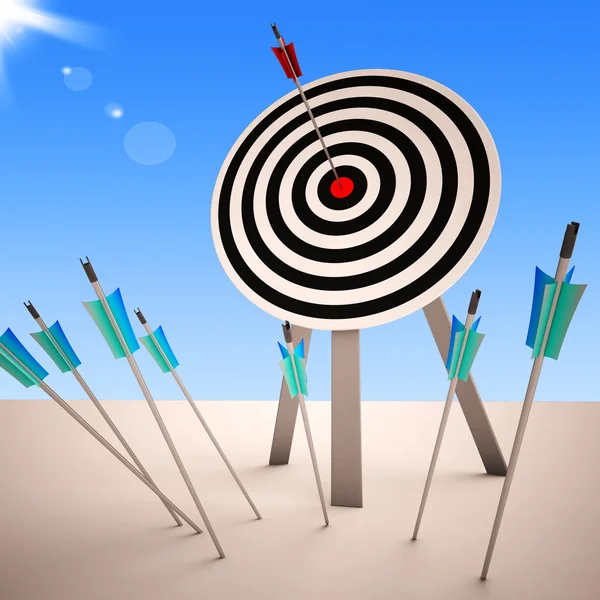 Arrow On Dartboard Showing Successful Shot — Stock Photo, Image