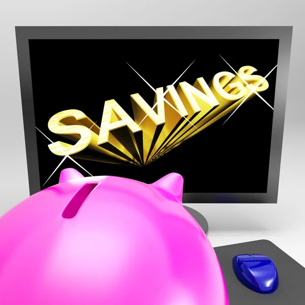 Экран экономии показывает рост сбережений и инвестиций — стоковое фото