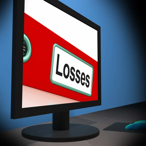 Losses On Monitor Shows Financial Crisis — Stock Photo, Image