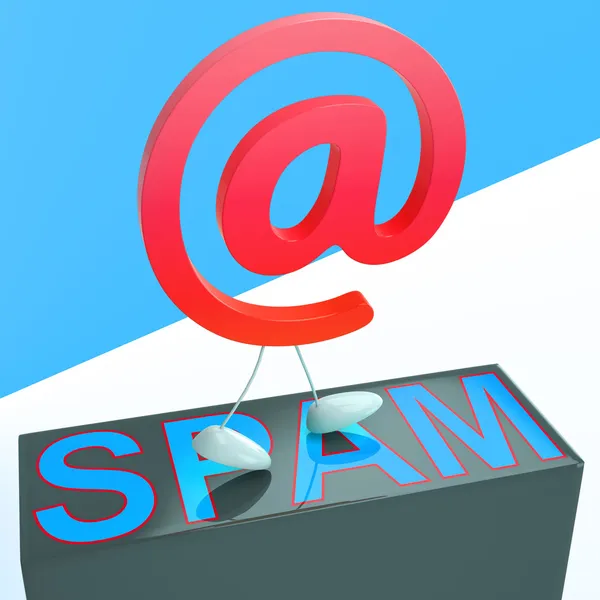 No sinal Spam mostra Spamming malicioso — Fotografia de Stock