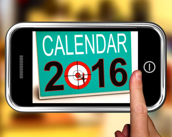 Calendario 2016 En Smartphone muestra calendario futuro —  Fotos de Stock